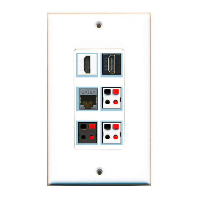 6 Port Custom Keystone Wall Plate DecorZ White