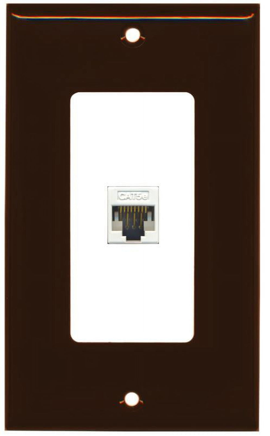 RiteAV Decorative 1 Gang 1 Port Cat5e Wall Plate - Brown/White