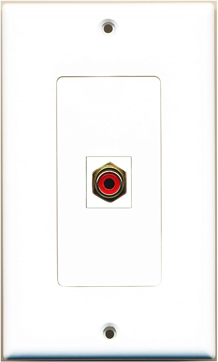 RiteAV - 1 RCA Red for Subwoofer Audio Port Wall Plate Decorative - White