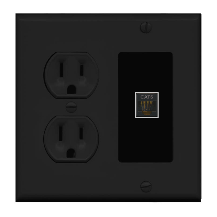 RiteAV Custom Wall Plate 1 Port - Round Outlet [Black/Black]