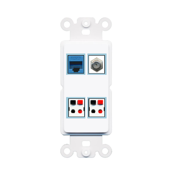 4 Port Custom Keystone Wall Plate DecorZ Rocker White