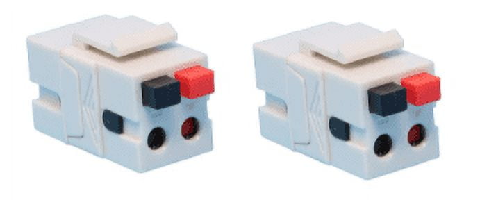 RiteAV Speaker Spring Clip Keystone Jack for Wall Plates - Female to Female - White - 2 Pack