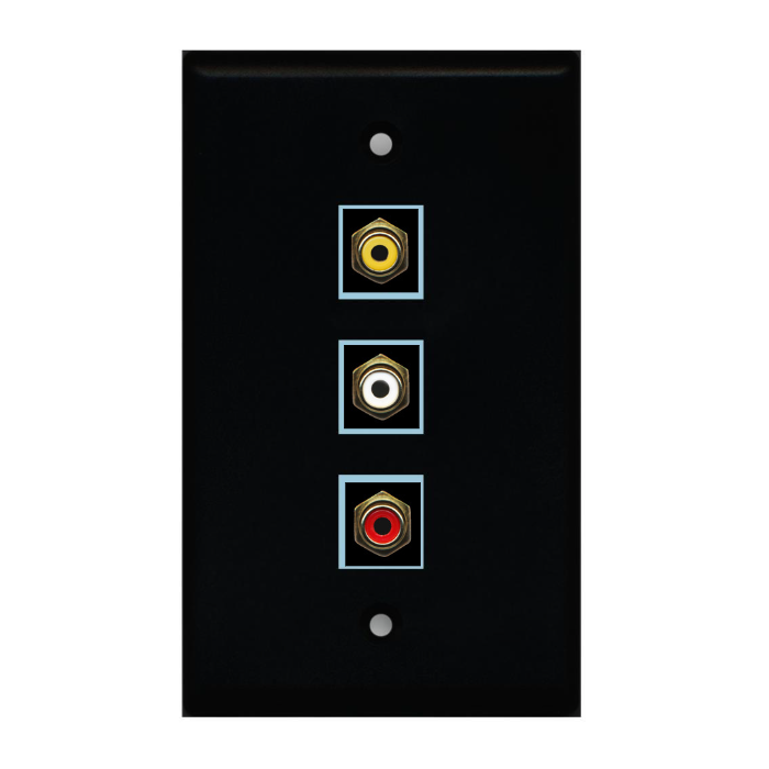 3 Port Custom Keystone Wall Plate Solid Black