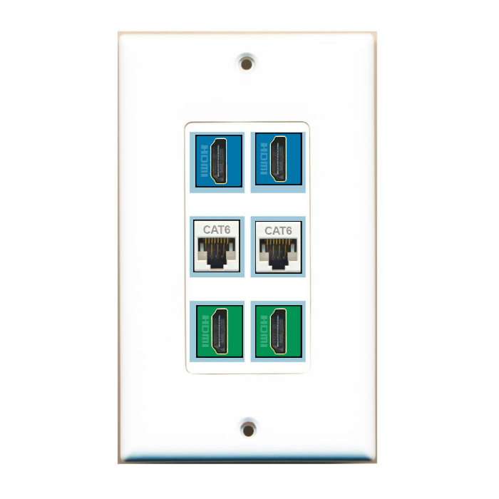 6 Port Custom Keystone Wall Plate DecorZ White