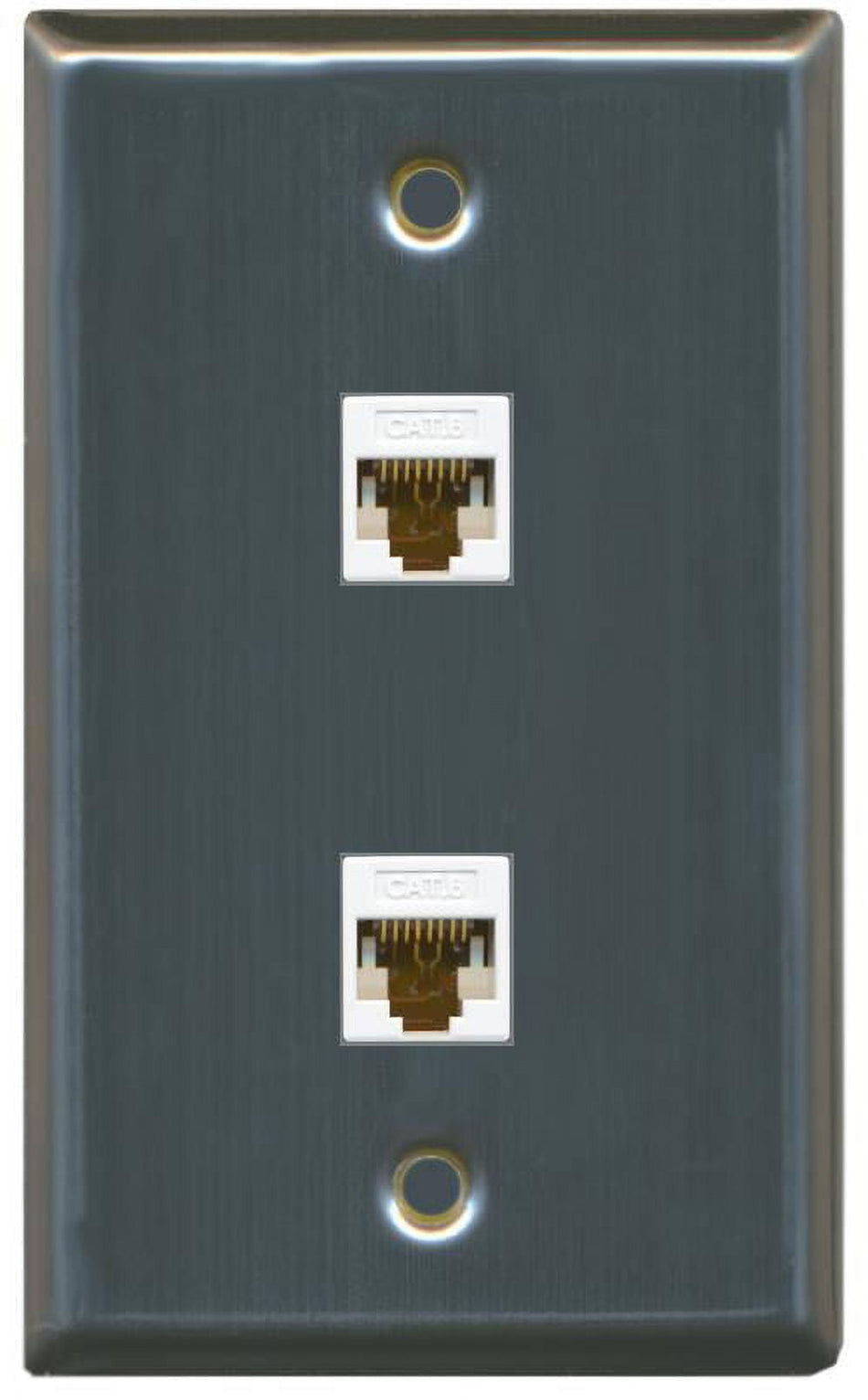 RiteAV 1 Gang 2 Port Cat6 Wall Plate - Stainless