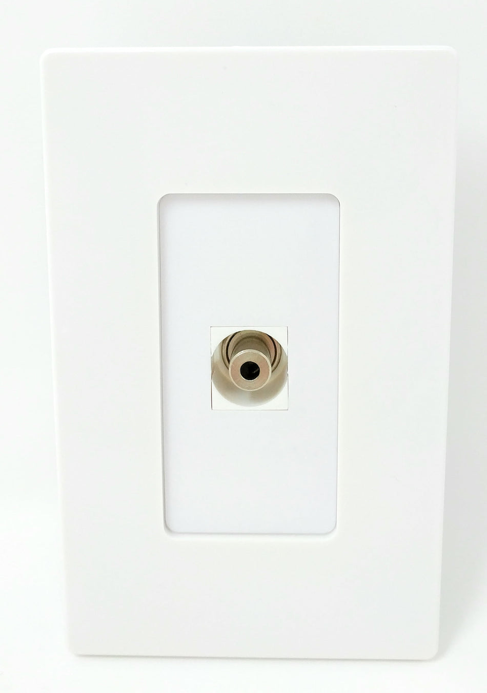 RiteAV - 1 3.5mm Audio-Headphone Jack Port Wall Plate Screwless Decorative - White