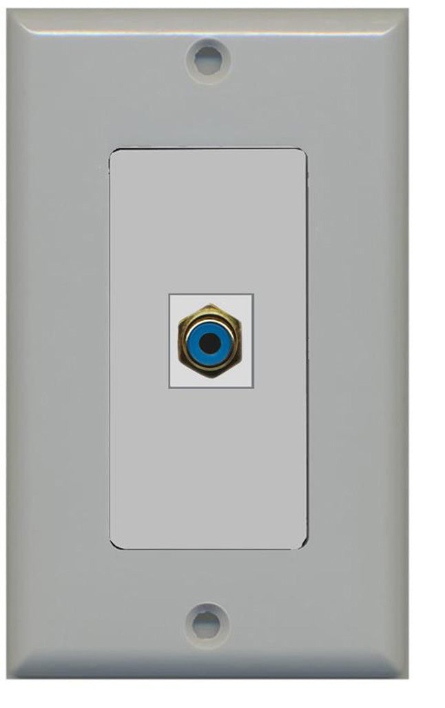 RiteAV - 1 RCA Blue for Subwoofer Audio Port Wall Plate Decorative - Gray