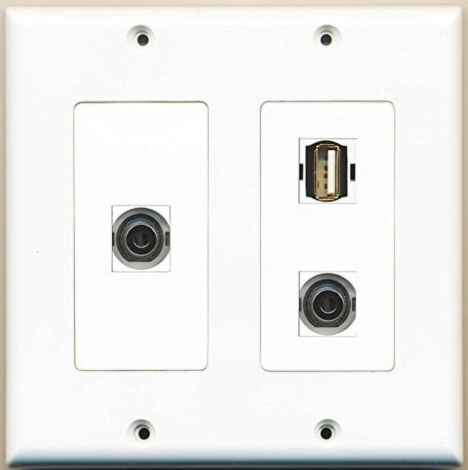 RiteAV - 1 Port USB A-A 2 Port 3.5mm - 2 Gang Wall Plate