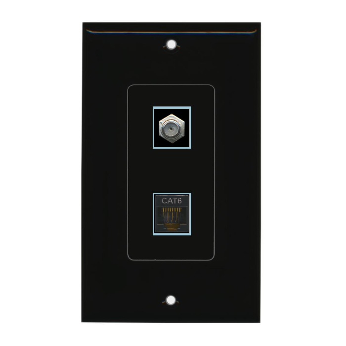 2 Port Custom Keystone Wall Plate DecorZ Black