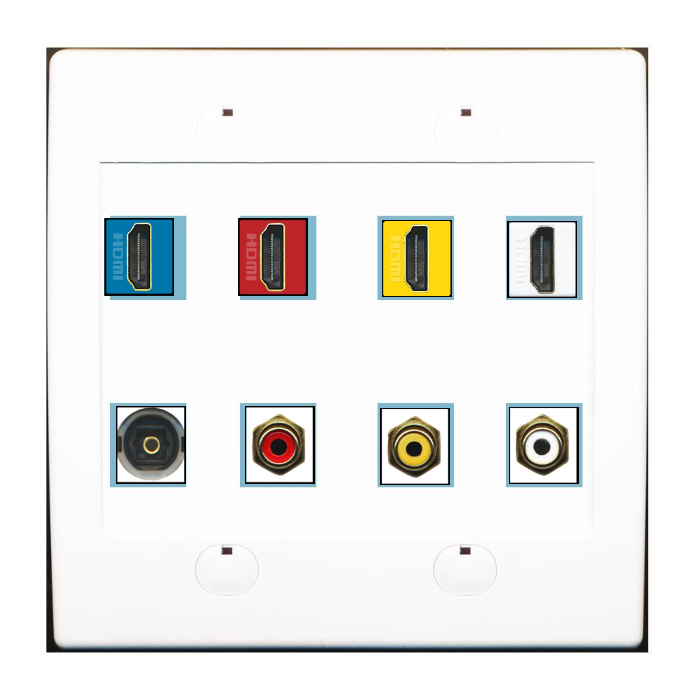 Custom Wall Plate White with up to 8 Keystone Ports