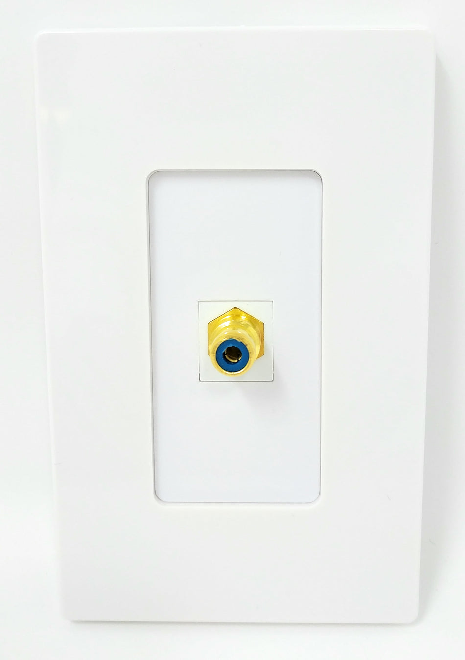 RiteAV - 1 RCA Blue for Subwoofer Audio Port Screwless Wall Plate Decorative - White