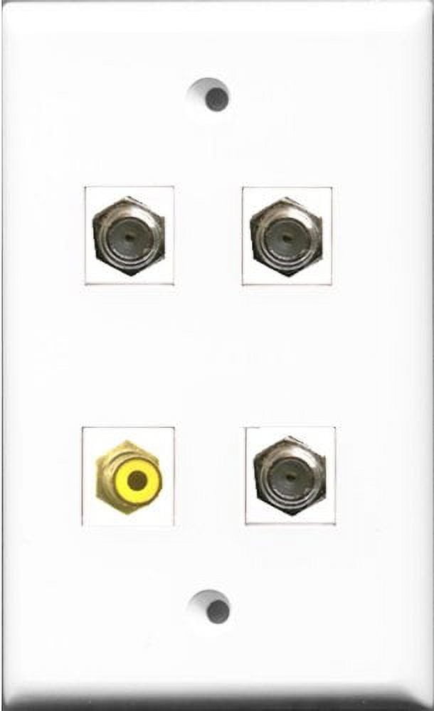 RiteAV 1 Port RCA Yellow 3 Port Coax Cable TV- F-Type Wall Plate