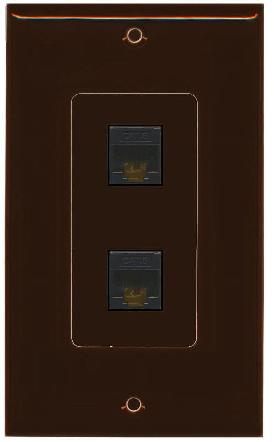 RiteAV 2 Port Cat6 Ethernet Wall Plate Jack Female-Female - 1 Gang [Brown/Brown]