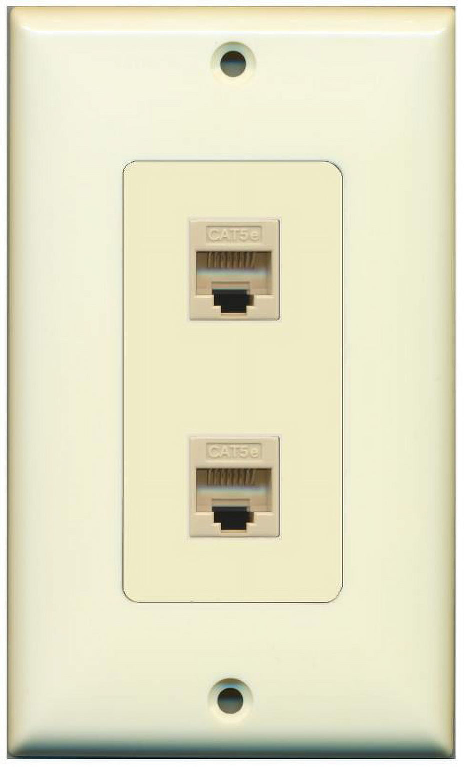 RiteAV Decorative 1 Gang 2 Port Cat5e Wall Plate - Light Almond/Light Almond