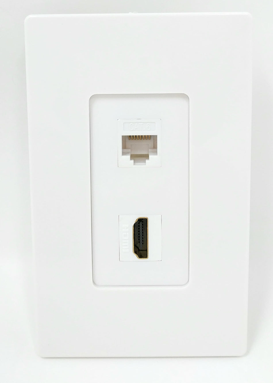 RiteAV - 1 x Cat6 Ethernet Female and 1 x HDMI Port Wall Plate Screwless Decorative - White