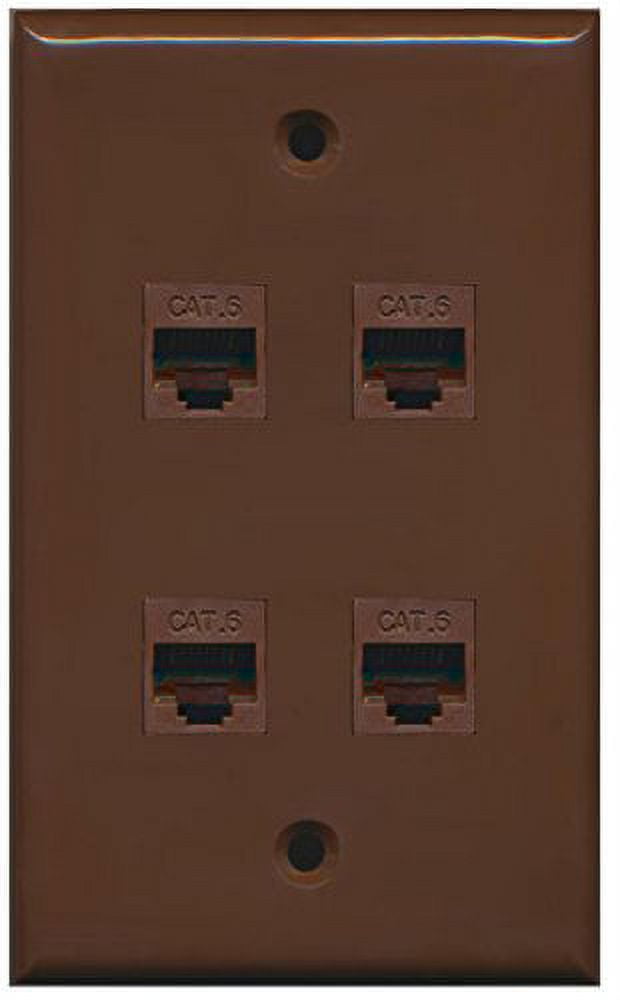 RiteAV - 4 Port Cat6 Ethernet Wall Plate - Brown