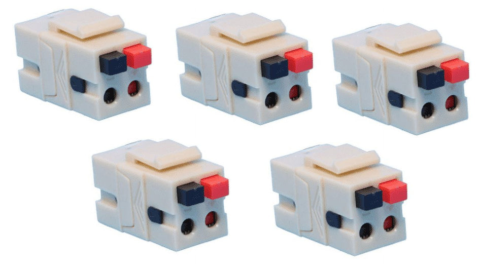 RiteAV Speaker Spring Clip Keystone Jack for Wall Plates - Female to Female - Ivory- 5 Pack