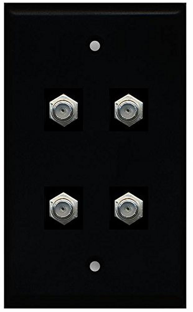 RiteAV (1 Gang Flat 4 Coax Black Wall Plate Black
