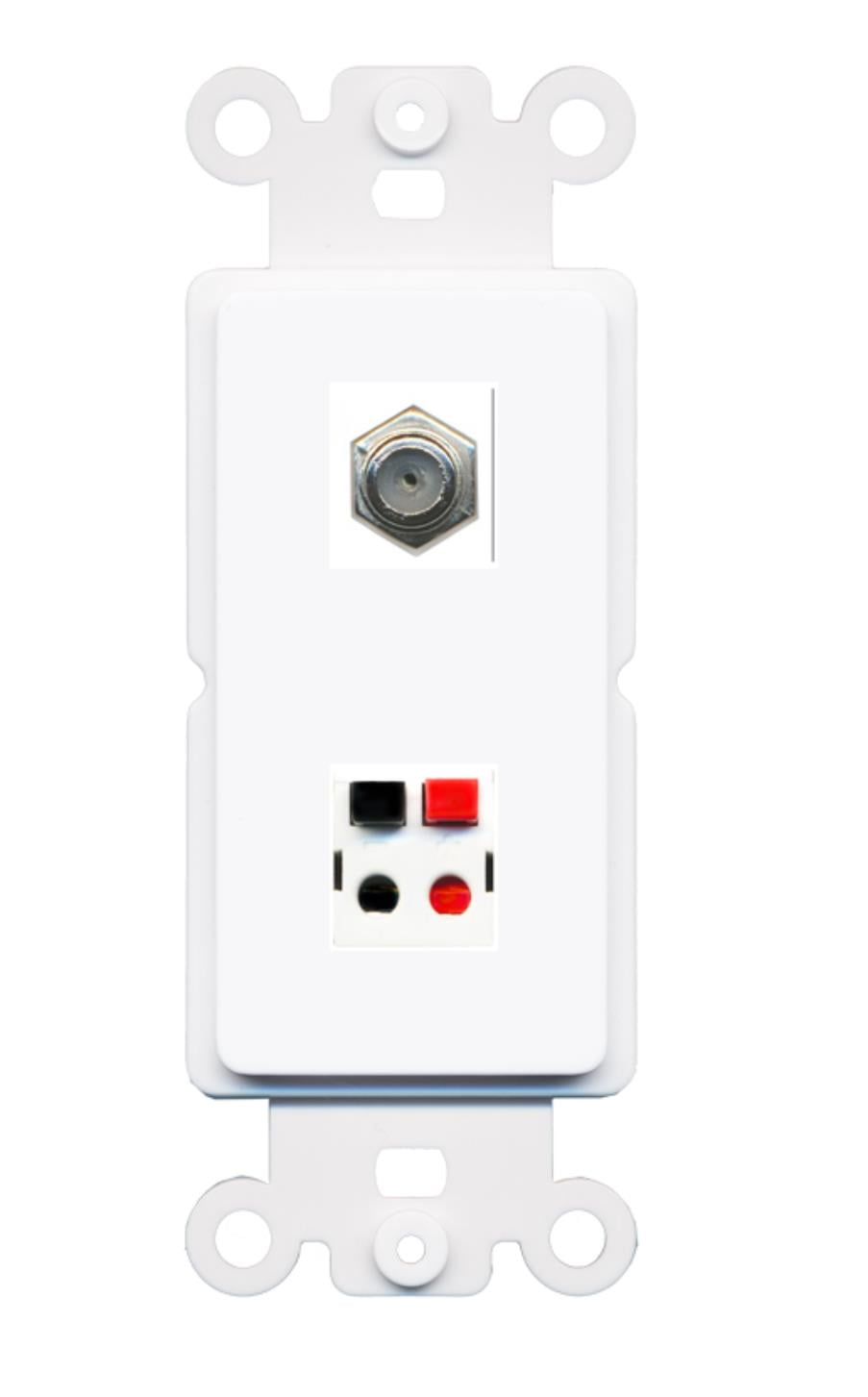 RiteAV - Coax Speaker Jack Port Wall Plate Decorative (Rocker) White
