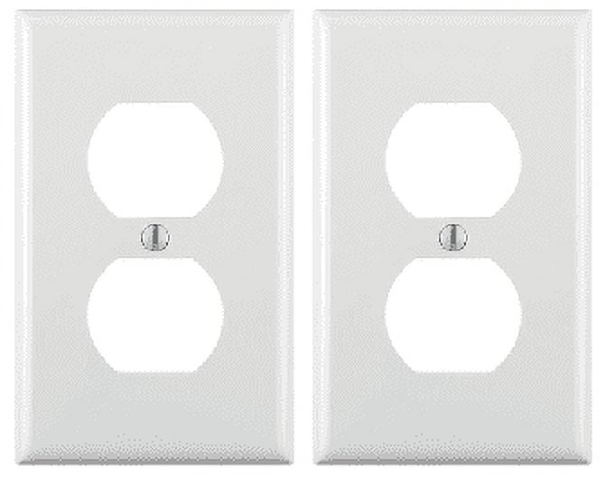 RiteAV Duplex Outlet Wall Plate, Receptacle Outlet Cover, Electric Plug Cover, Standard-sized 1-Gang - White (2 Pack)