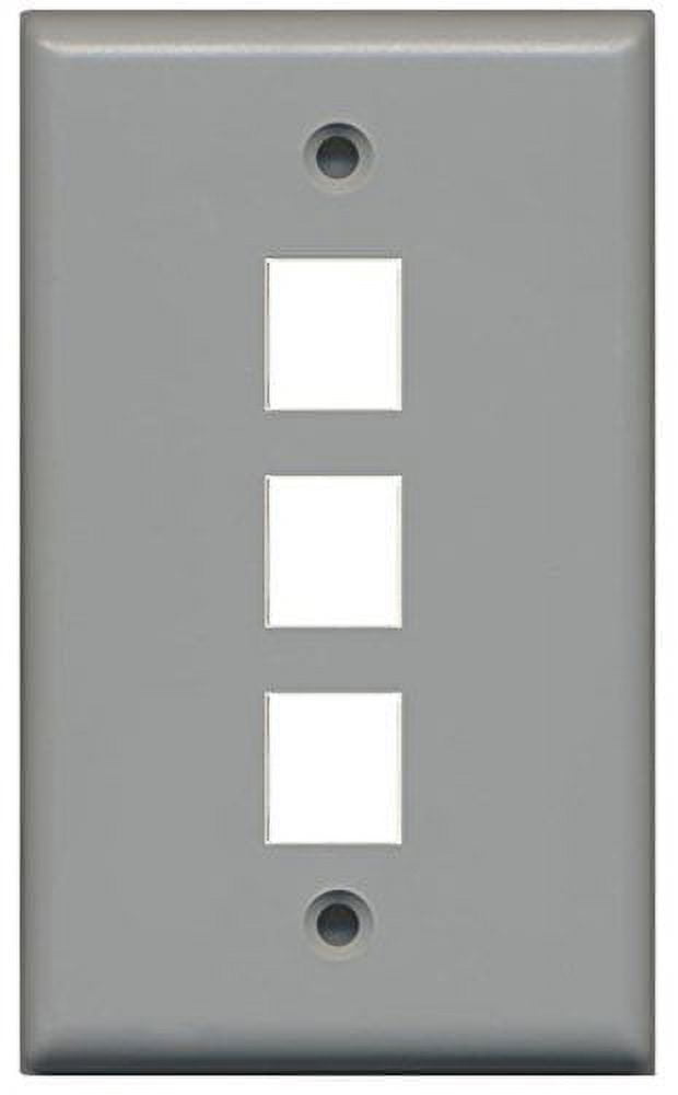 RiteAV Blank Wall Plate for Keystone Jacks - White 1 Gang 3 Port