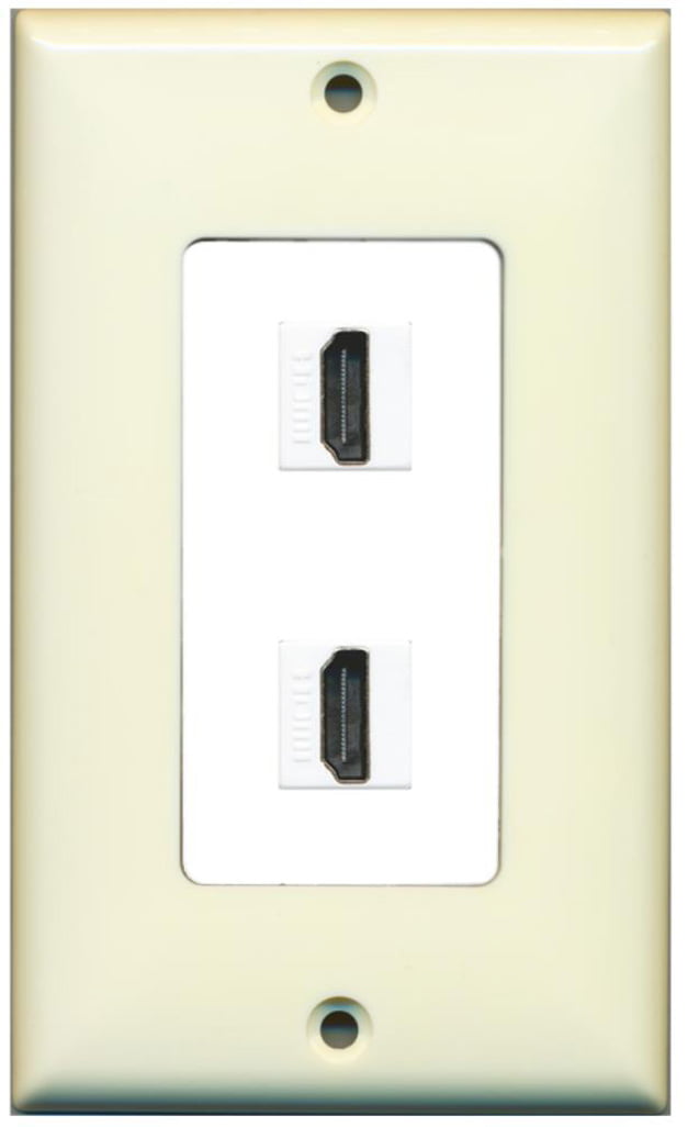 RiteAV - 2 Port HDMI 2.0 Decorative Wall Plate (Light Almond & White)