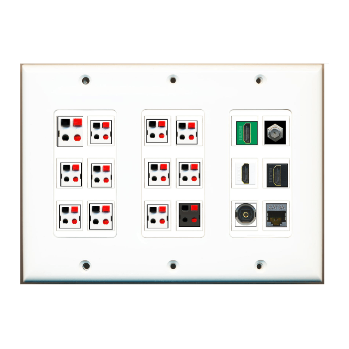 Custom Wall Plate White with up to 18 Keystone Ports