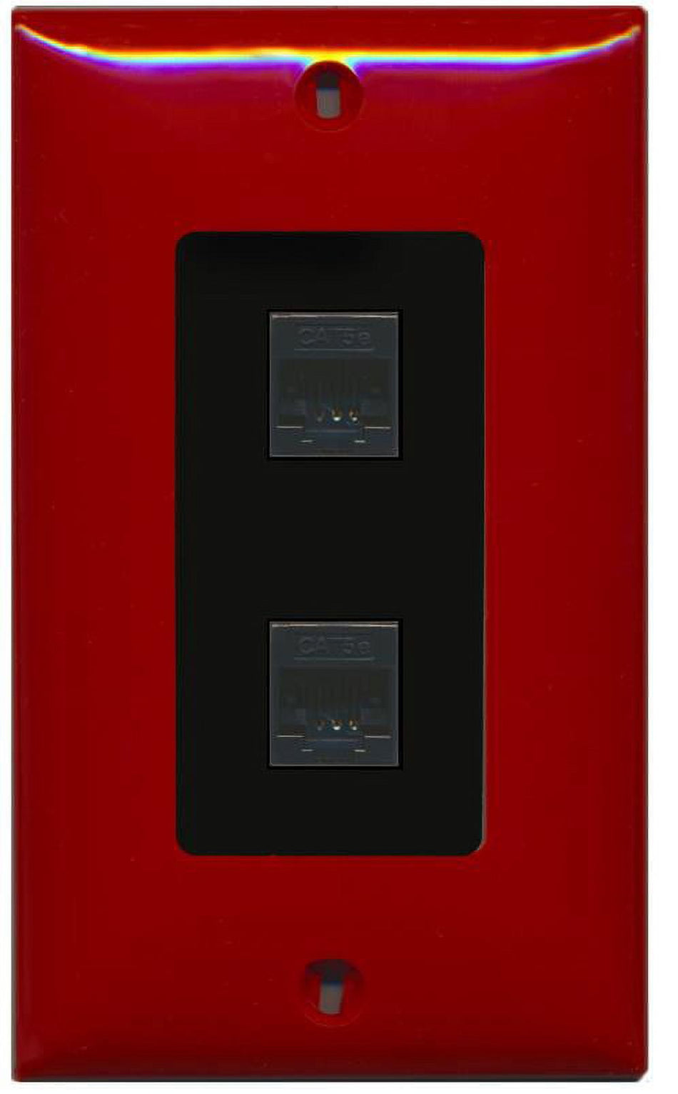 RiteAV Decorative 1 Gang 2 Port Cat5e Wall Plate - Red/Black