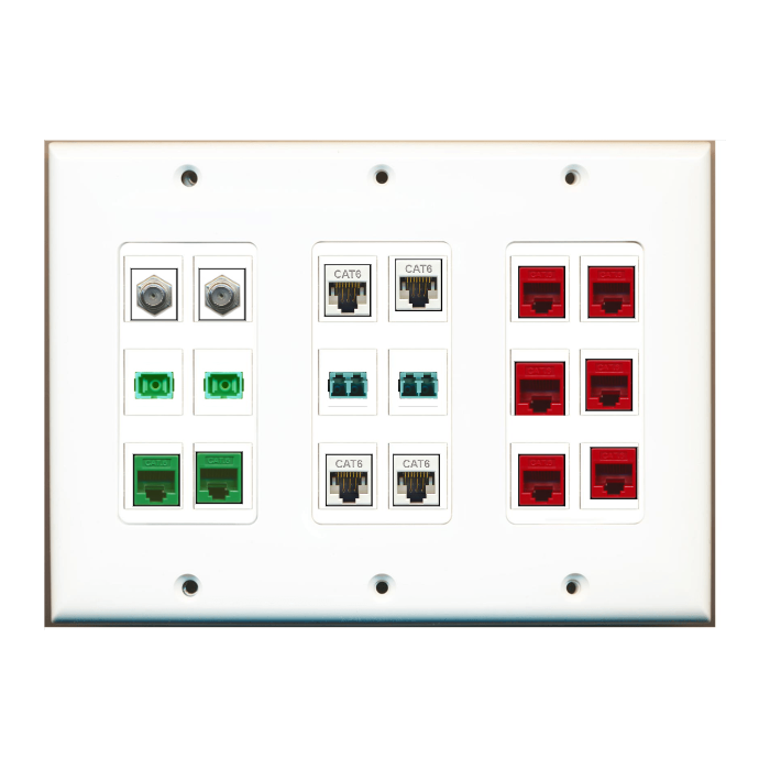 Custom Wall Plate White with up to 18 Keystone Ports