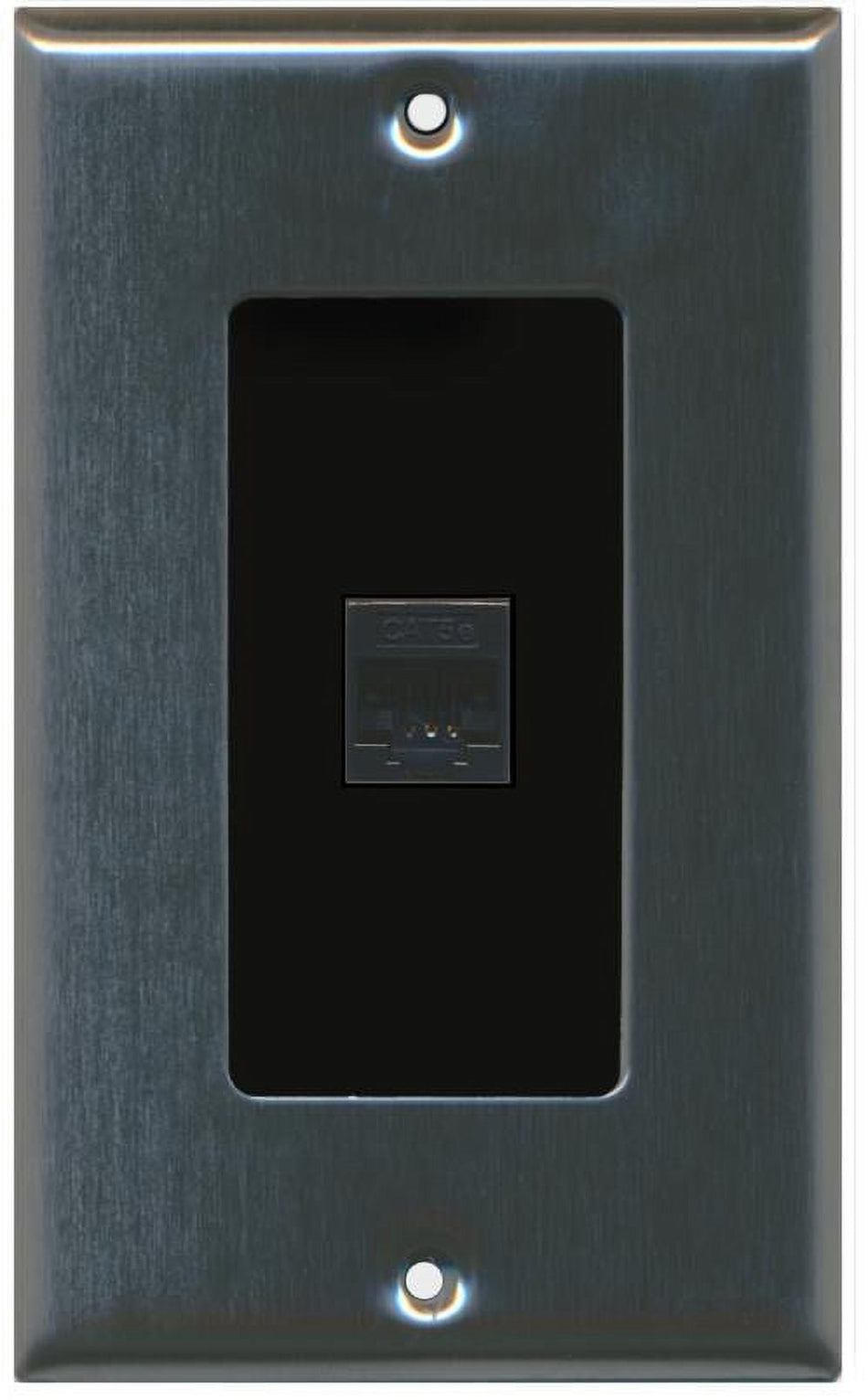 RiteAV Decorative 1 Gang 1 Port Cat5e Wall Plate - Stainless/Black