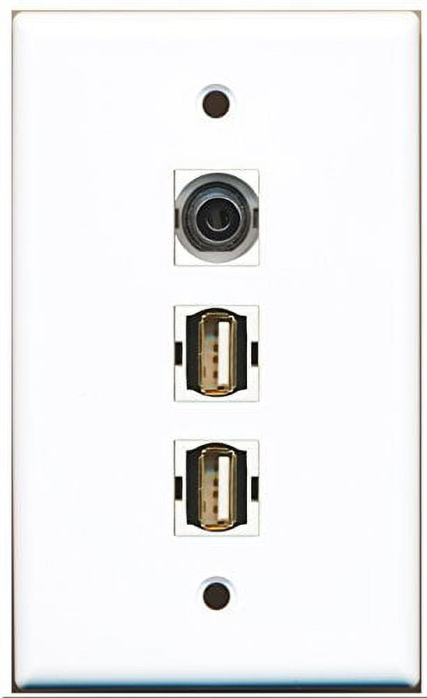 RiteAV - 2 Port USB A-A and 1 Port 3.5mm Wall Plate