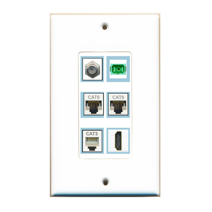 6 Port Custom Keystone Wall Plate DecorZ White