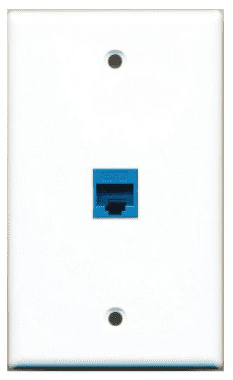 RiteAV - 1 Port Cat6 Ethernet Blue Punch Down Jack Wall Plate, Cat5, 5E and Cat6 Compatible, Supports T568A/568B Wiring - 1 Pack