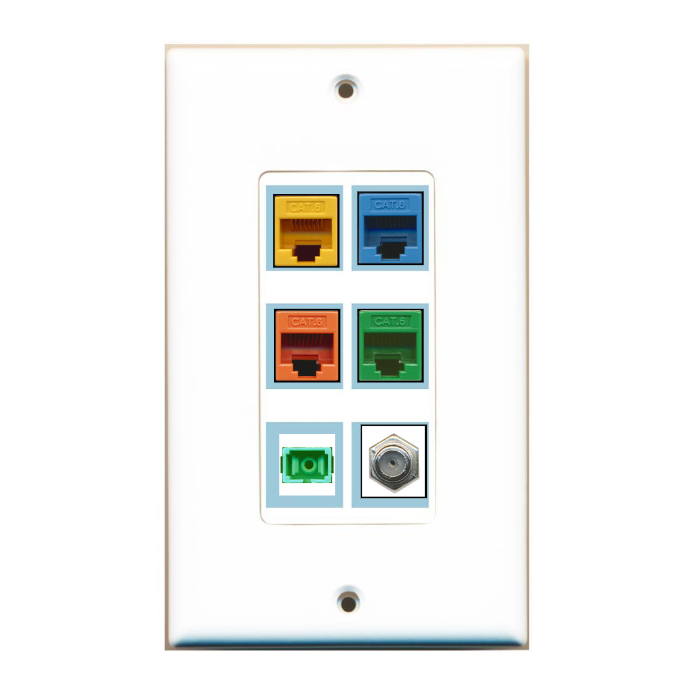 6 Port Custom Keystone Wall Plate DecorZ White