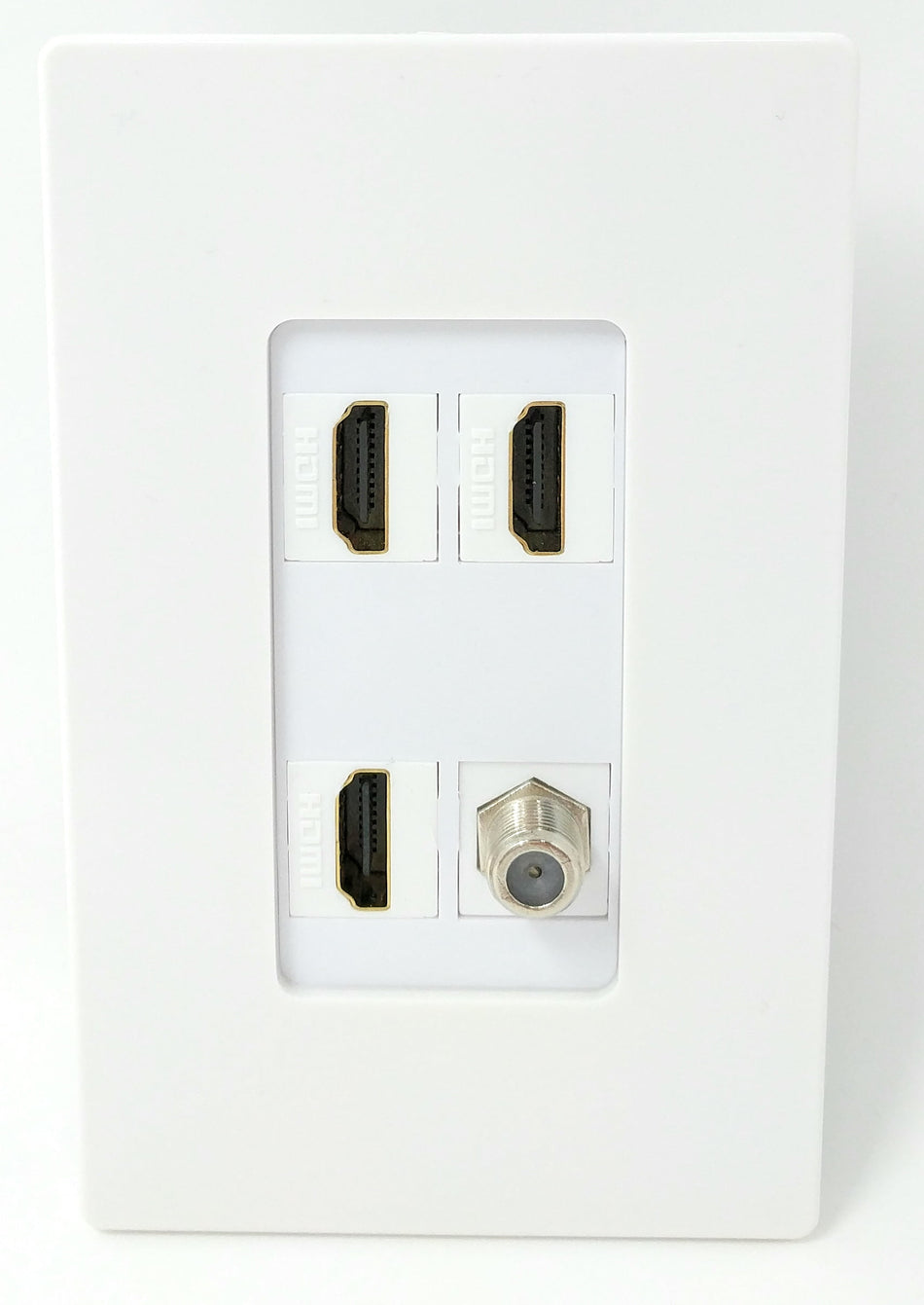 RiteAV - 3 x HDMI and 1 x Coax Cable TV F Type Port Wall Plate Screwless Decorative - White