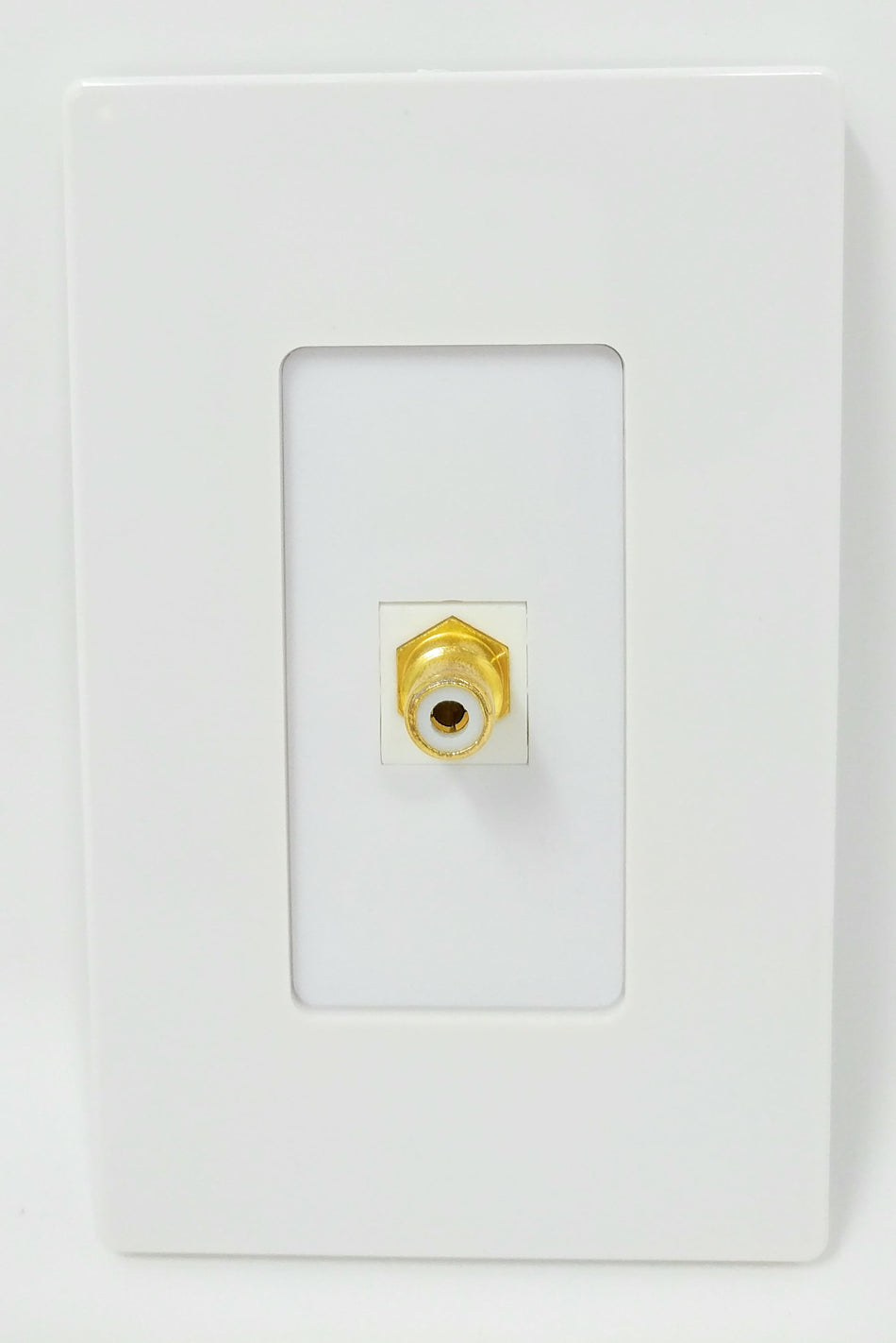 RiteAV - 1 RCA White for Subwoofer Audio Port Wall Plate Screwless Decorative - White