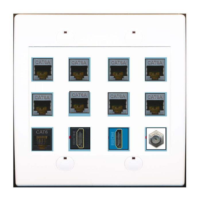 Custom Wall Plate White with up to 12 Keystone Ports