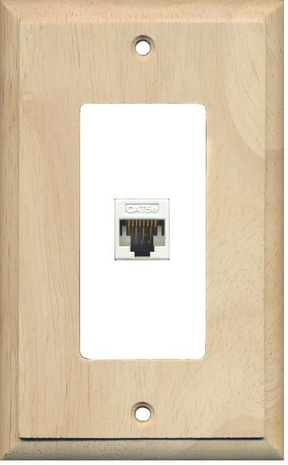 RiteAV Decorative 1 Gang 1 Port Cat5e Wall Plate - Wood/White