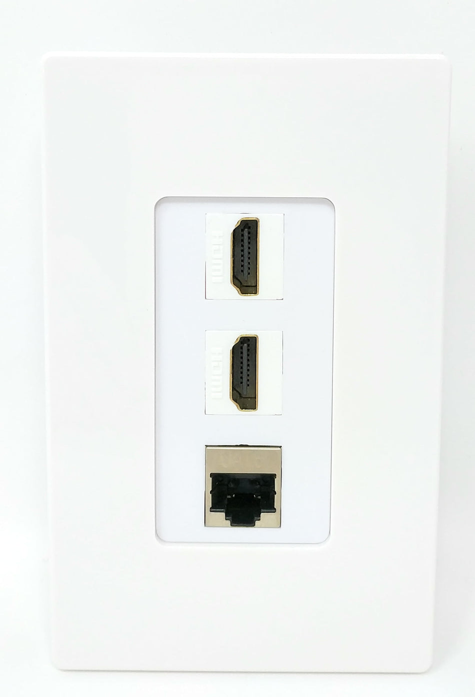 RiteAV - 2 Port HDMI and 1 Port Shielded Cat6 Ethernet Screwless Decorative Wall Plate