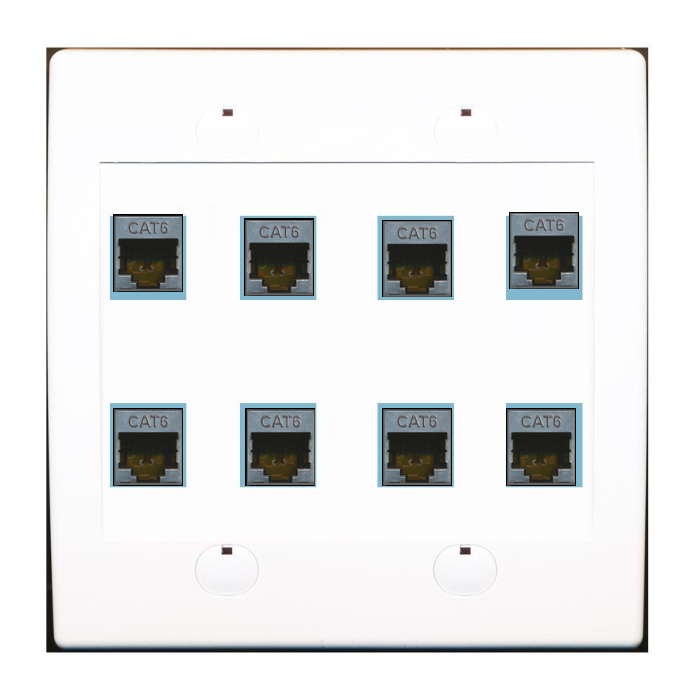 Custom Wall Plate White with up to 8 Keystone Ports
