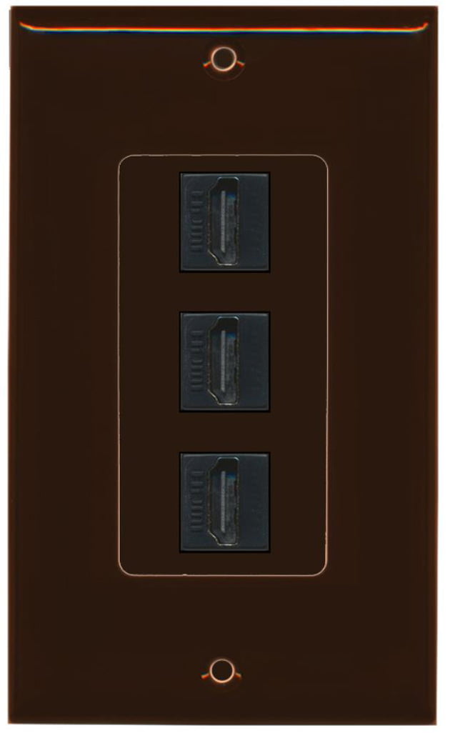 RiteAV - 3 Port HDMI 2.0 Decorative Wall Plate (Brown)