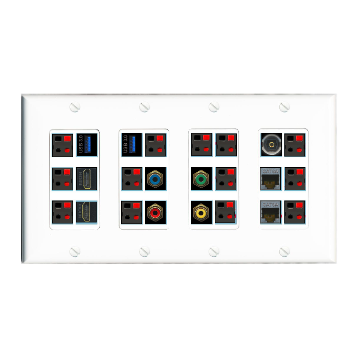Custom Wall Plate White with up to 24 Keystone Ports