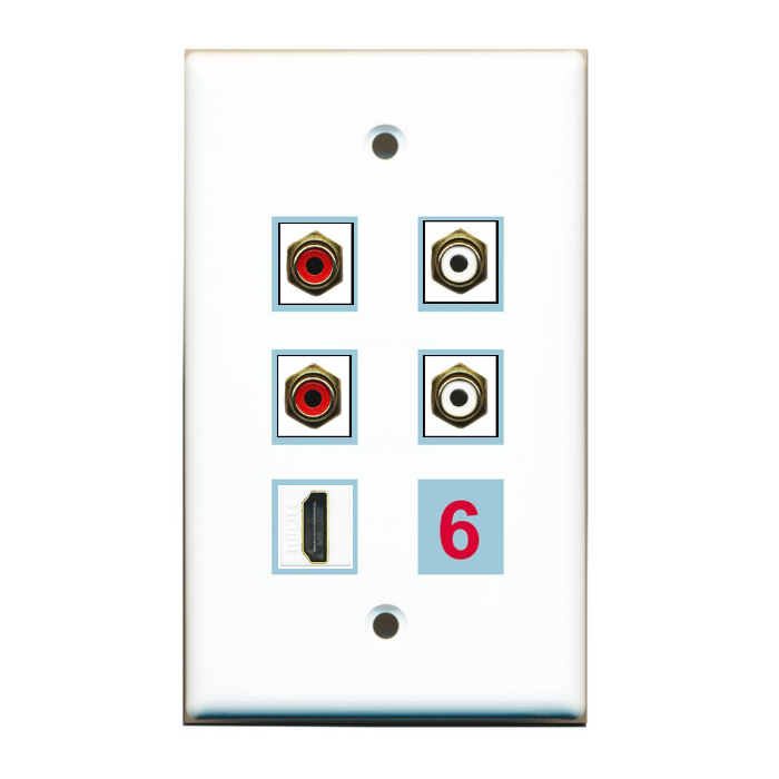 6 Port Custom Keystone Wall Plate Solid White