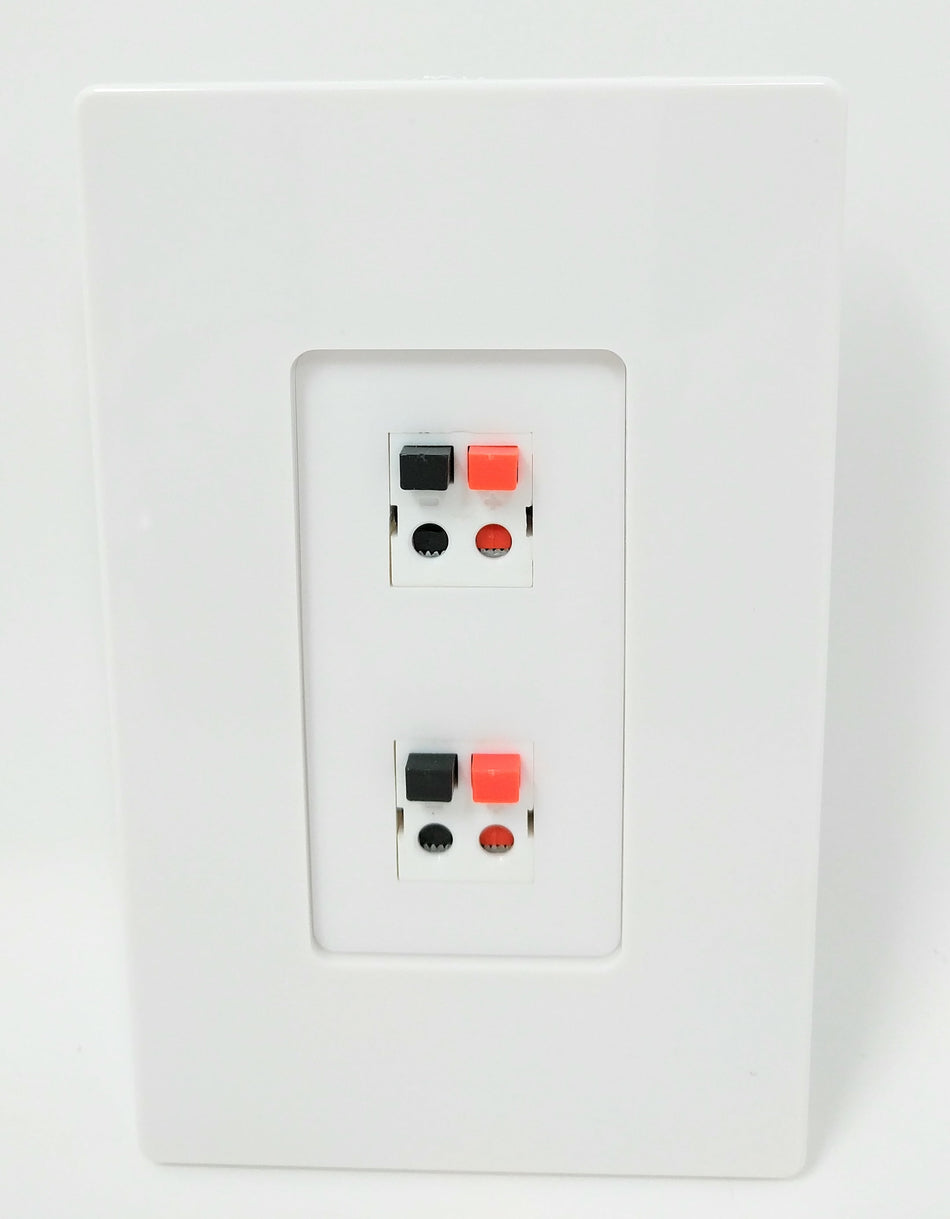 RiteAV - 2 Port Speaker Decorative Screwless Wall Plate - White