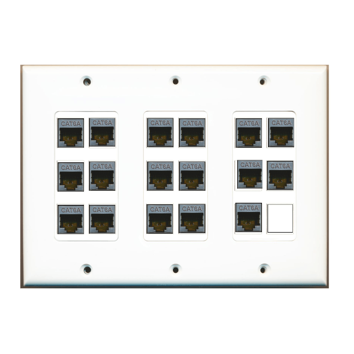 Custom Wall Plate White with up to 18 Keystone Ports