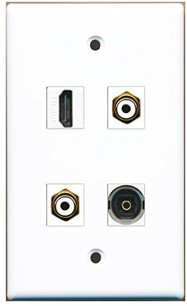 RiteAV - 1 Port HDMI 2 Port RCA White 1 Port Toslink Wall Plate