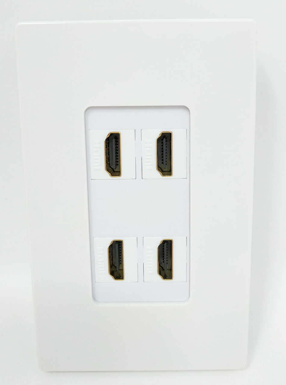 RiteAV - 4 Port HDMI 2.0 Screwless Decorative Wall Plate (White)