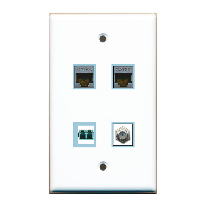 4 Port Custom Keystone Wall Plate Solid White