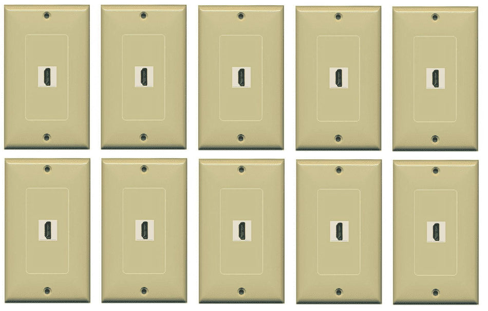 RiteAV HDMI 2.0 Keystone Decorative Wall Plate - Ivory/Ivory 1 Port (10 Pack)