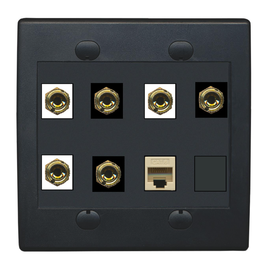 Black Custom Wall Plate with up to 8 Keystone Ports